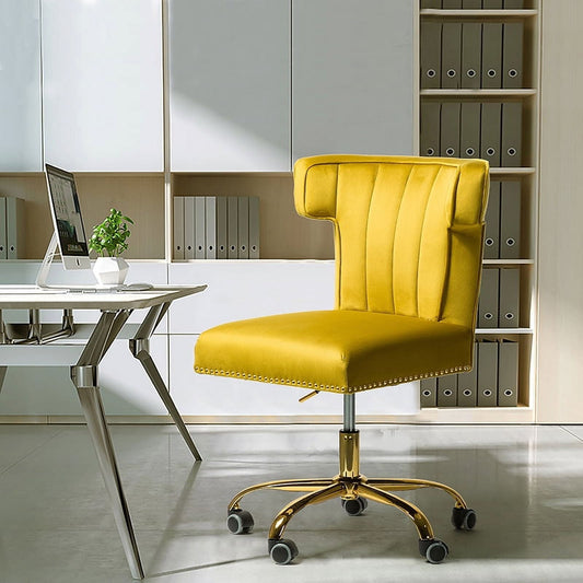 14 Karat Home Alla Swivel Task Chair with Tufted Back for Office in Mustard
