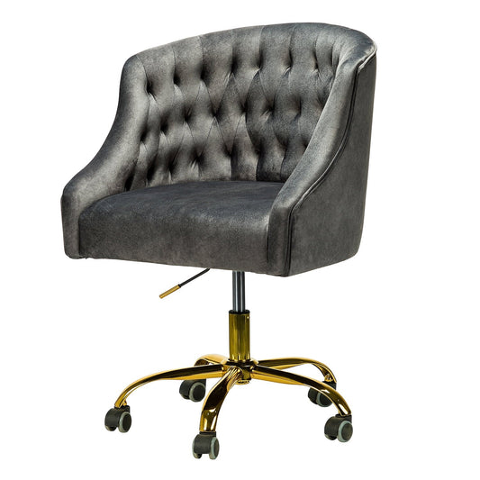 14 Karat Home Swivel Office Chair with Gold Base, Extra Large Size Adjustable Desk Chair for Computer, Charcoal