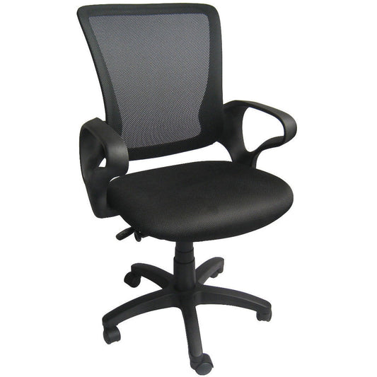 2xhome - Black - Mesh Office Chair Mid Back Ergonomic Modern Task Swivel Tilt Arms Conference Room Chairs Manager Boss Executive Chairs