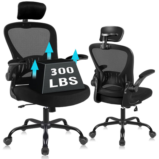 300lbs Office Chair Ergonomic Desk Chair Comfort Adjustable Height, Computer Chair Black