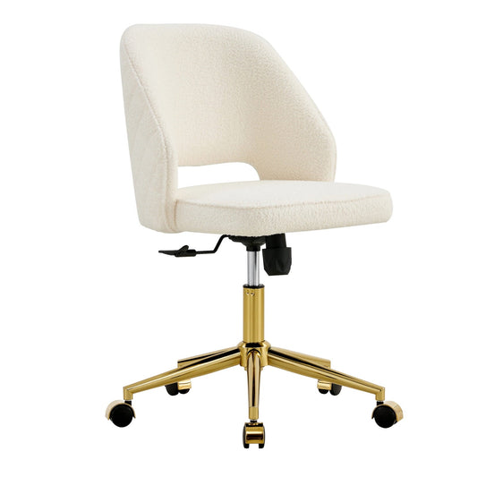 360-Degree Swivel Office Chair with Adjustable Height, Armless Computer Chair with 5 Wheels, Executive Task Chair with Wrap-Around Backrest for Living Room, Bedroom, Weight Capacity 250 LBS