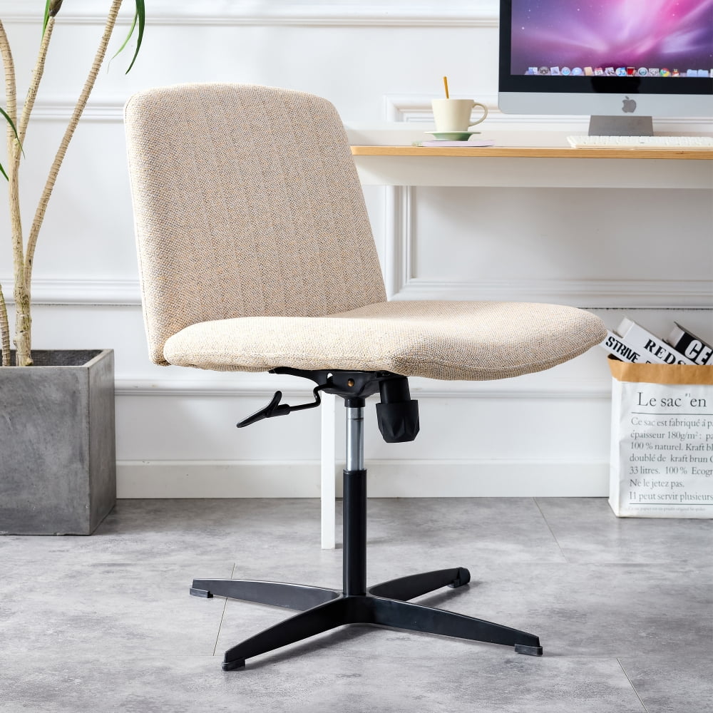 360 ¡ãSwivel Desk Chair No Wheels,Height Adjustable Office Chair,Armless Accent Chair Vanity Chair,Computer Task Chair with Black Metal Legs, for Home Office Vanity