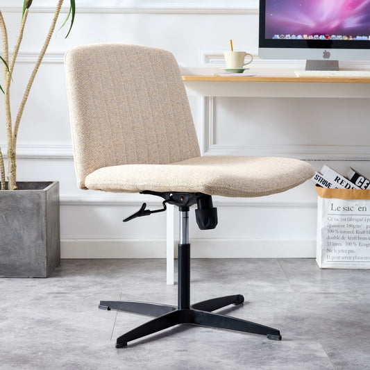 360 ¡ãSwivel Desk Chair No Wheels,Height Adjustable Office Chair,Armless Accent Chair Vanity Chair,Computer Task Chair with Black Metal Legs, for Home Office Vanity