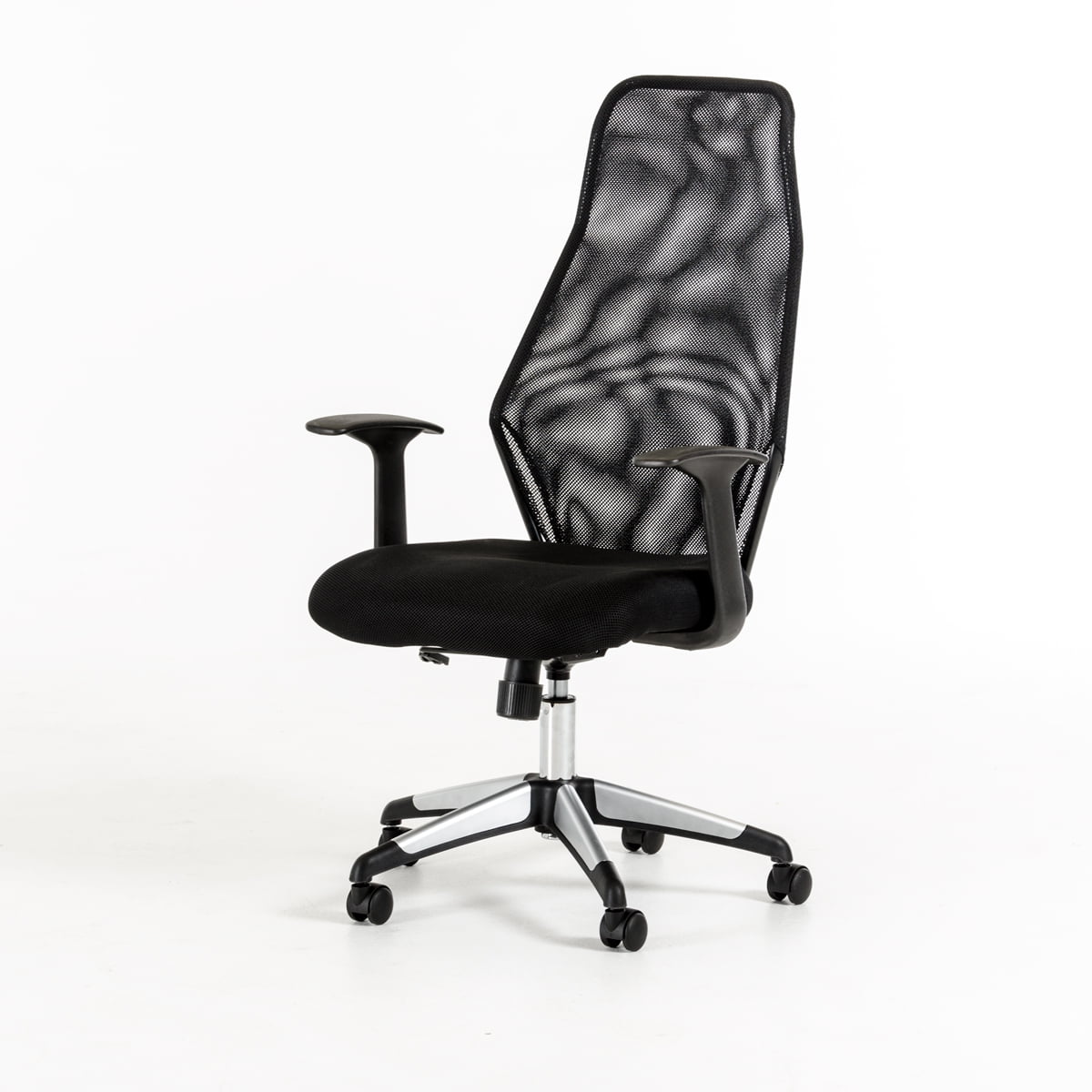 48' Black Plastic And Steel Office Chair