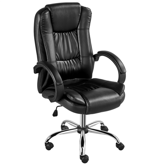 Adjustable High Back Ergonomic Faux Leather Swivel Office Chair, Black