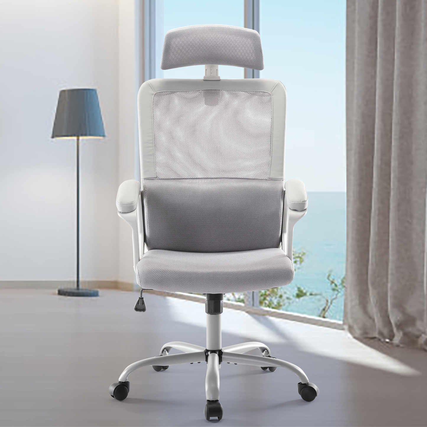 Yoyomax Office Chair, High Back Desk Chair Ergonomic Mesh Computer Chair with Headrest and PU Arms, Black Furniture > Office Furniture > Office Chairs Yoyomax Gray