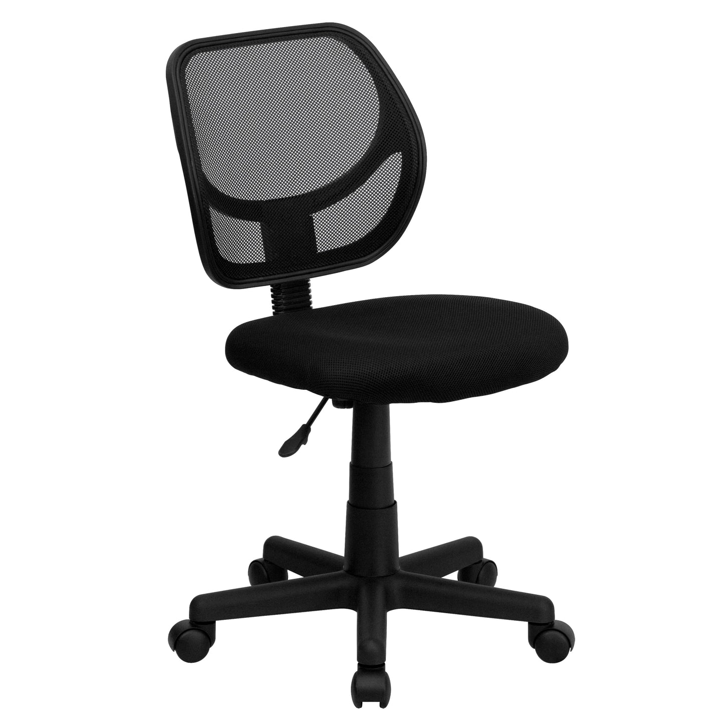 A Line Furniture Black Nylon Ventilated Armless Mesh Swivel Office Chair