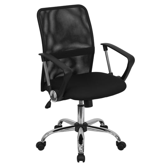 A Line Furniture Ragan Black Mesh Adjustable Swivel Office Chair with Chrome Base