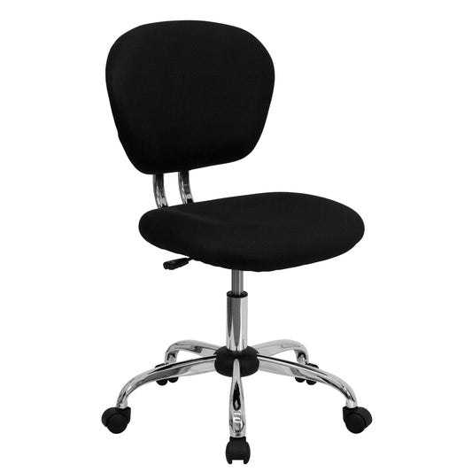 A Line Furniture Rigmos Armless Black Mesh Swivel Adjustable Office Chair with Chrome Base