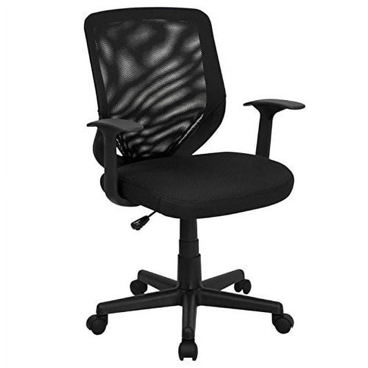 A Line Furniture Slarise Black Mesh Swivel Adjustable Office Chair with Mesh Padded Seat