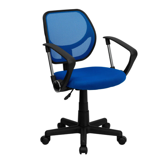 A Line Furniture Ventilated Mesh Blue Swivel Office Chair With Pneumatic Seat Height Adjustment