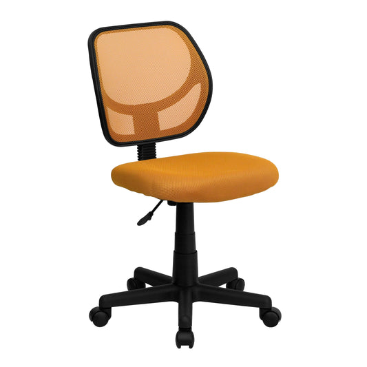 A Line Furniture Ventilated Mesh Orange Armless Swivel Office Chair with Pneumatic Seat Height Adjustment