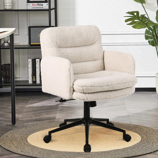 Adjustable Home Office Chair(300lbs), Computer Desk Chair with Wheels, Cream