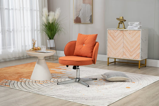 Adjustable Home Office Desk Chair, Modern Computer Executive Chair Swivel Task Chair, 360 Degree Movement Vanity Chair, for Small Space, Living Room, Make-up, Studying, Orange