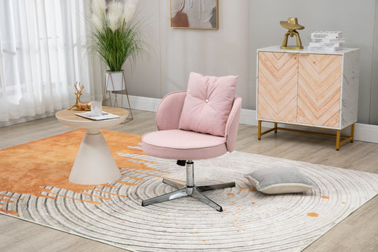 Adjustable Home Office Desk Chair, Modern Computer Executive Chair Swivel Task Chair, 360 Degree Movement Vanity Chair, for Small Space, Living Room, Make-up, Studying, Pink