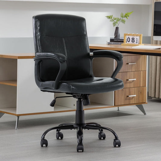 XINMICS Home Office Desk Chairs, Ergonomic Computer Chair with Lumbar Support, Black