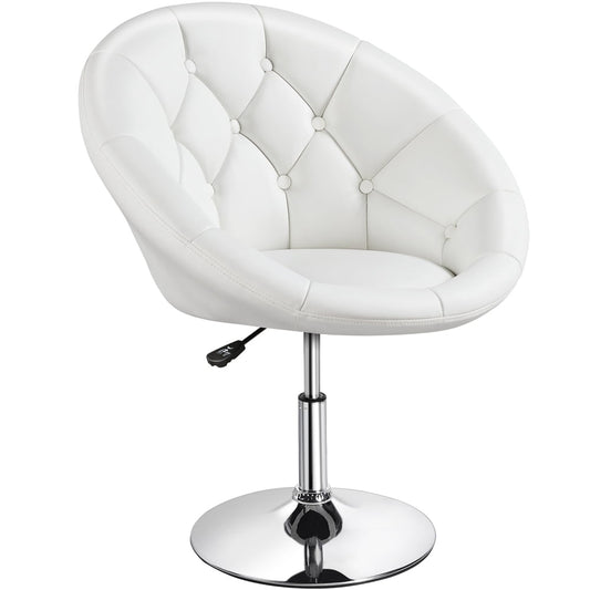 Yaheetech Height Adjustable Upholstered Tufted Accent Chair, White