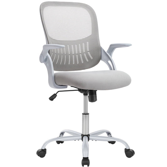 ZUNMOS Ergonomic Office Chair, Mesh Desk Chair with Flip up Arms and Storable Lumbar Support for Home Office Standing Desk, Grey