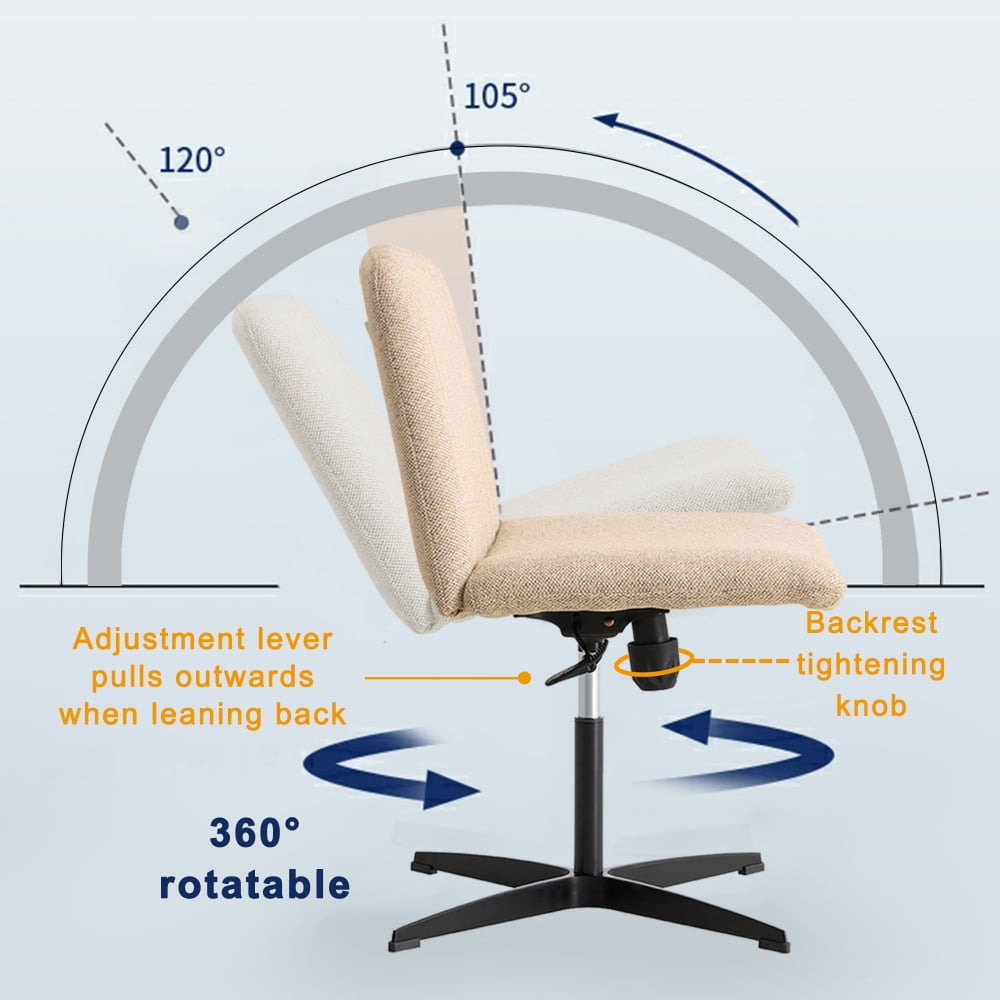 360 ¡ãSwivel Desk Chair No Wheels,Height Adjustable Office Chair,Armless Accent Chair Vanity Chair,Computer Task Chair with Black Metal Legs, for Home Office Vanity