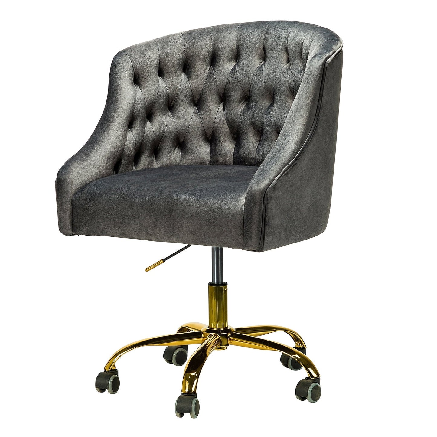 14 Karat Home Swivel Office Chair with Gold Base, Extra Large Size Adjustable Desk Chair for Computer, Charcoal