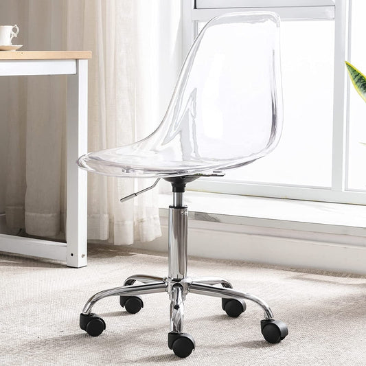 Acrylic Swivel adjustable height Armless Home office Rolling Chair Clear